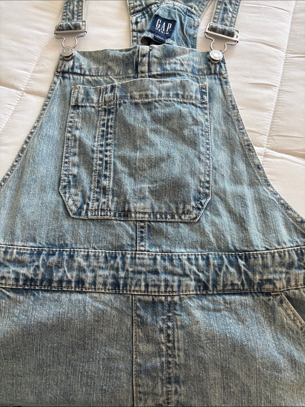 GAP Denim Shorts Overalls Shortalls Medium Womens M Jeans Classic Jumper - Picture 4 of 4